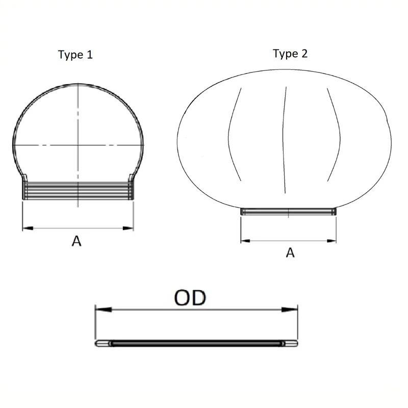 Stretch Fit Cover Caps - Line Drawing