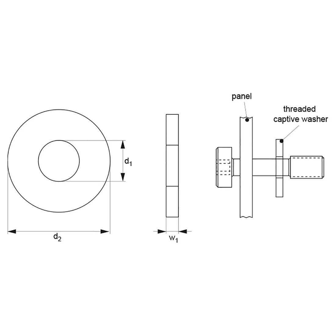 Threaded Captive Washers - Line Drawing