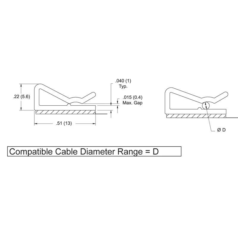 P110820_Cable_Clamps-Adhesive_Mount_Single_Wire - Line Drawing