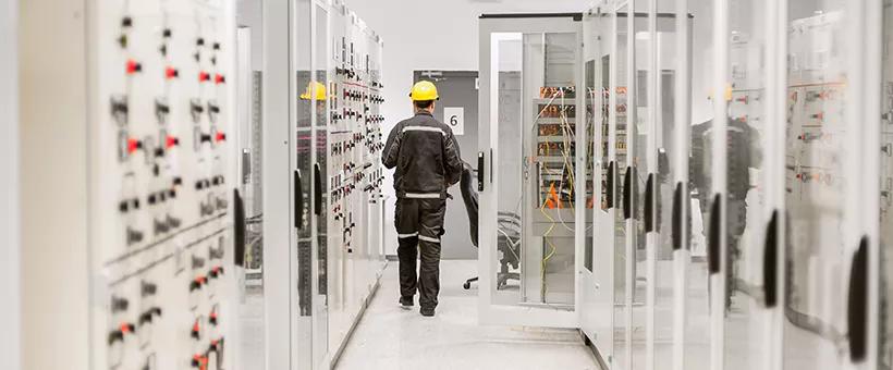 engineer in electrical room