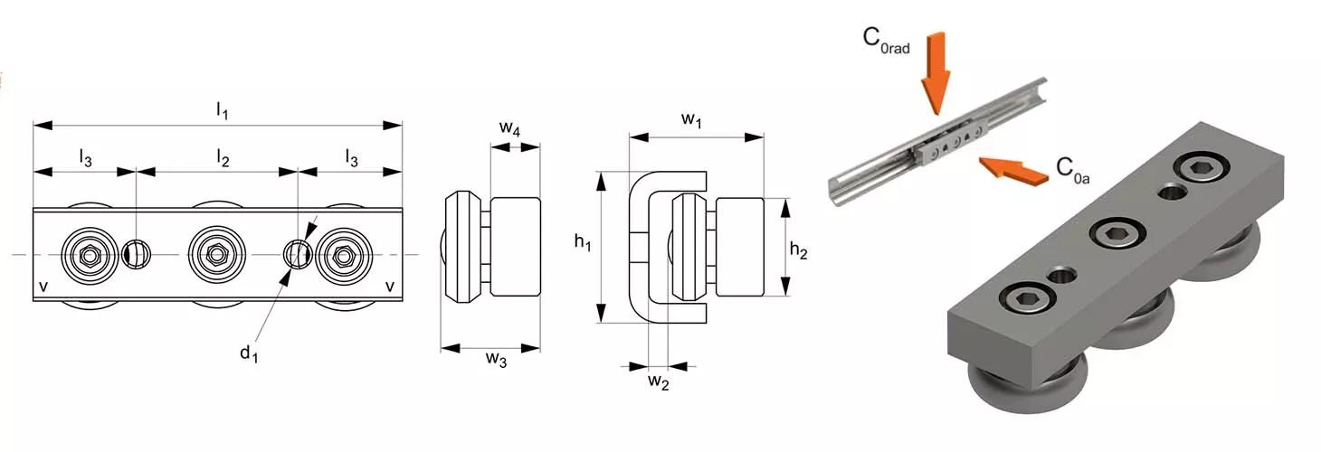 Roller bearing carriage