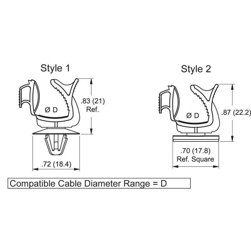 P110850_Cable_Clamps-Plug_In_Adhesive_Mount_Adjustable - Line Drawing