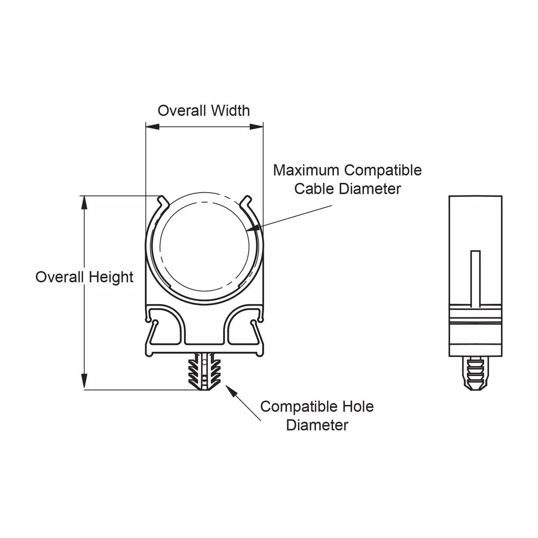 Cable Clamps - Dual Cable & Pipe Clips - Line Drawing