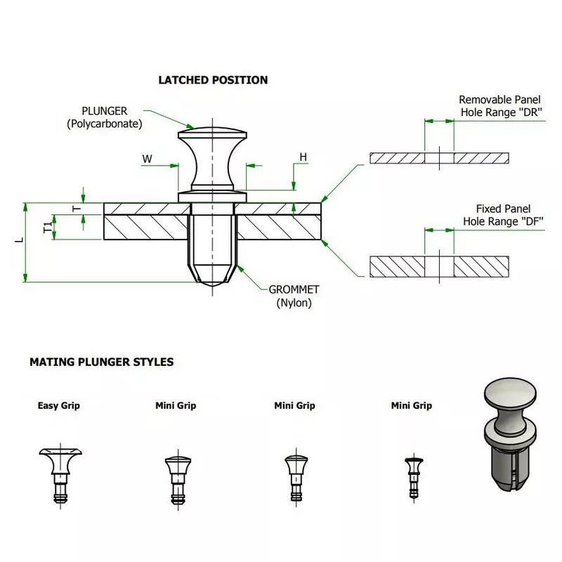 Snap Latch Rivets - Grommet - Line Drawing