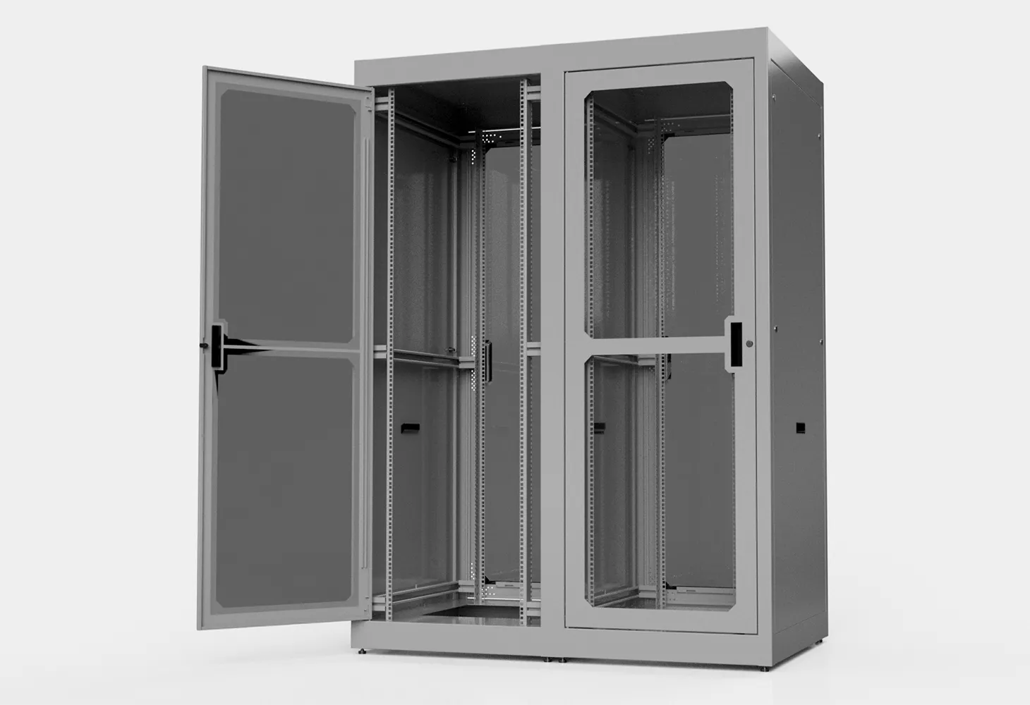 Indoor cabinet server rack front door