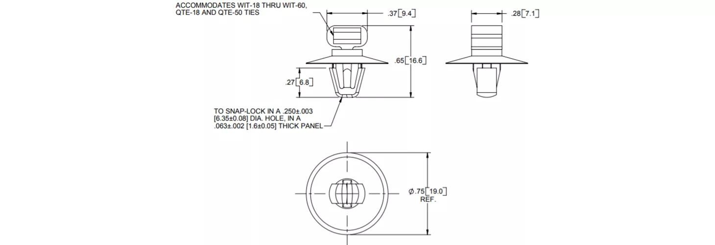 Cupped base cable tie holders