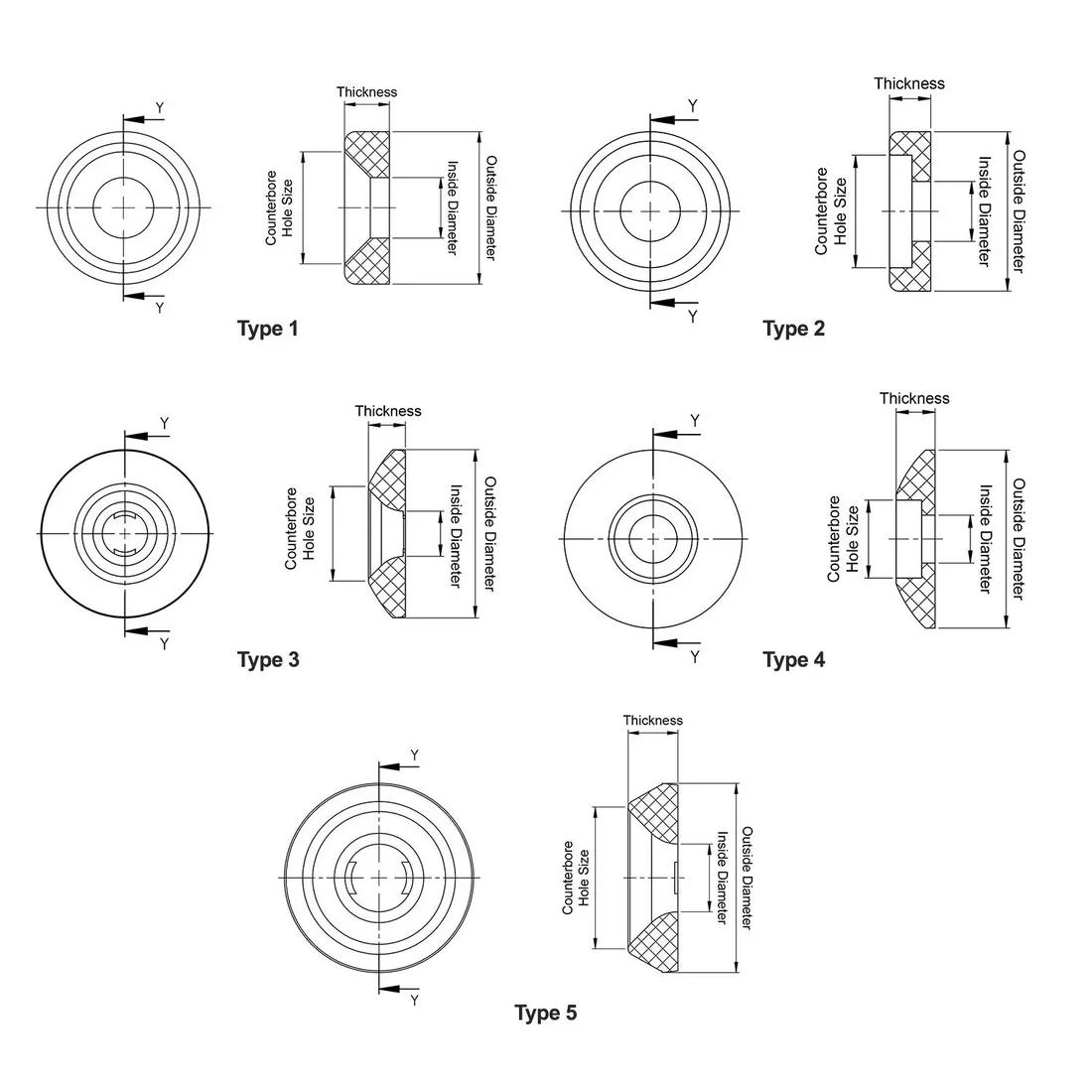 Finishing Washers - Line Drawing