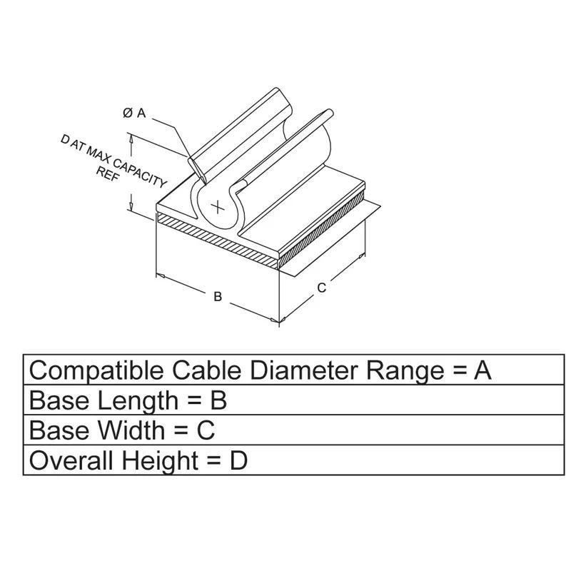 P110715_Cable_Clamps_-_Adhesive_Mount_U_Style - Line Drawing