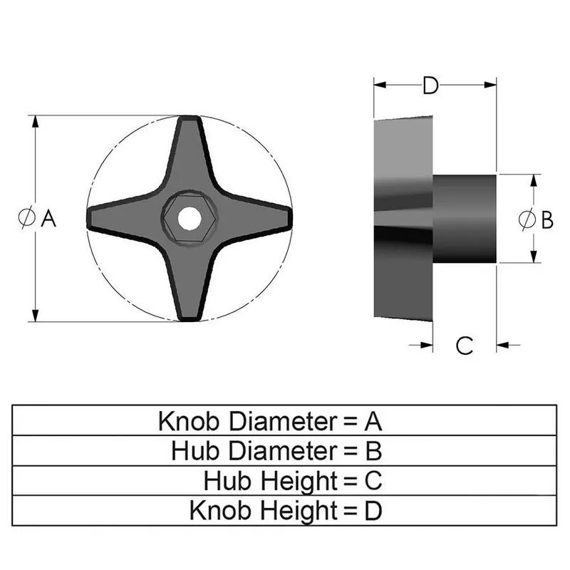 Hex Series_4P4-4P7 Snap-Lock Knob Line Drawing