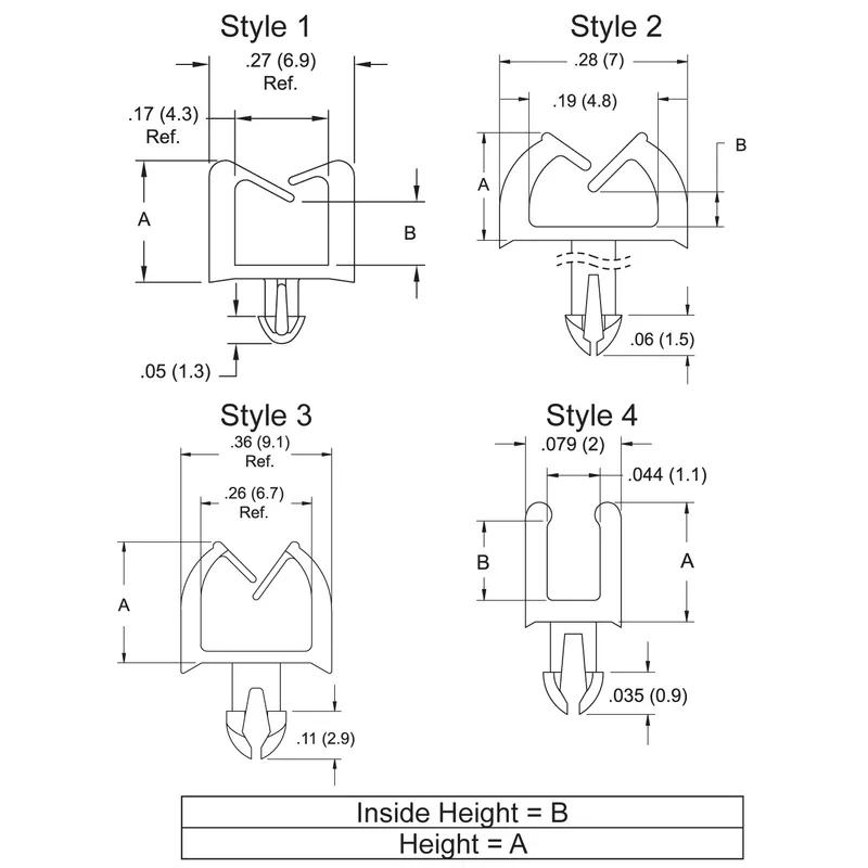 P110130 Wire Saddle - Mini Snap In - Line Drawing