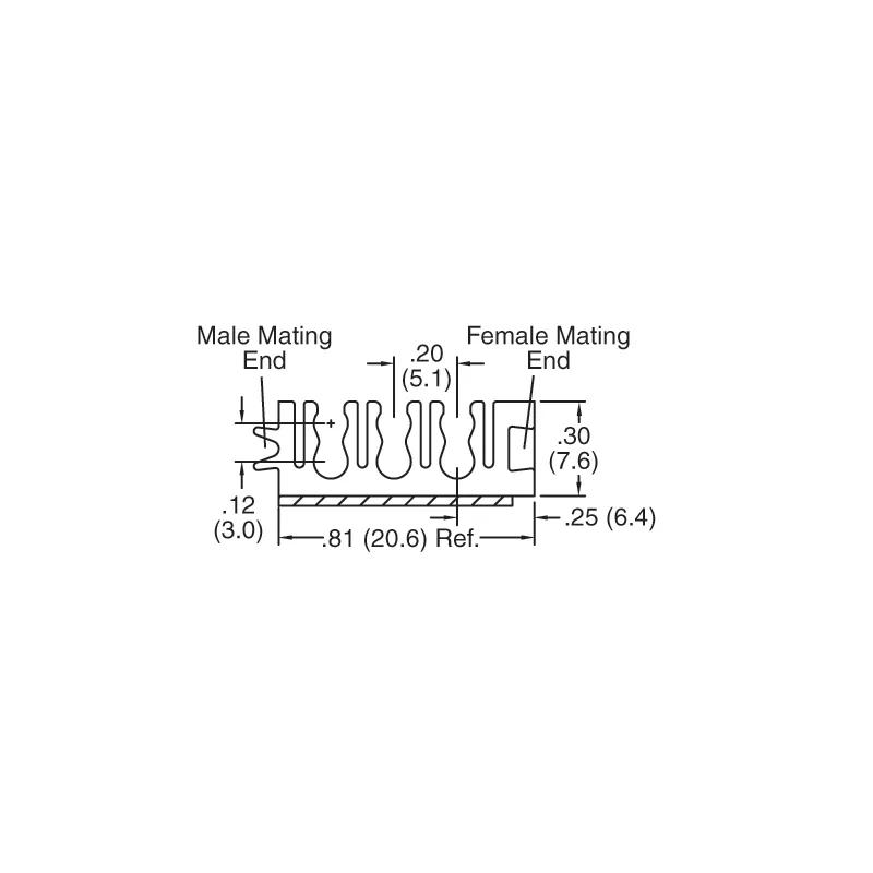 P110473_Fibre_Clips-3_Slot_6_Cables_3mm_Adhesive_Mount - Line Drawing