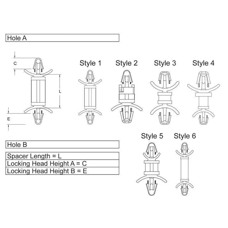 P160251_Standard_Snap_Lock_Supports-Arrowhead_Snap-Lock_Arrowhead_Snap-Lock_Tension_Wings - Line Drawing