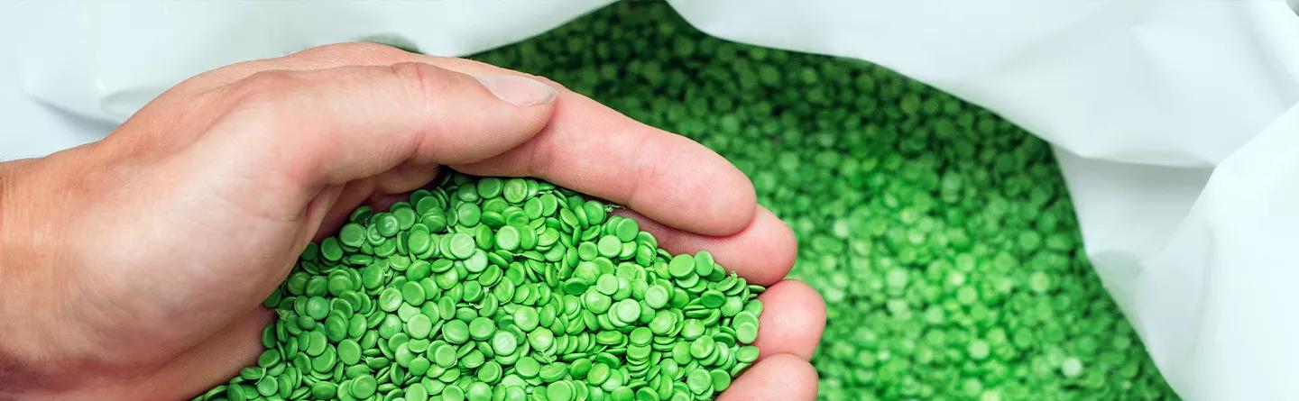 Green plastic pellets