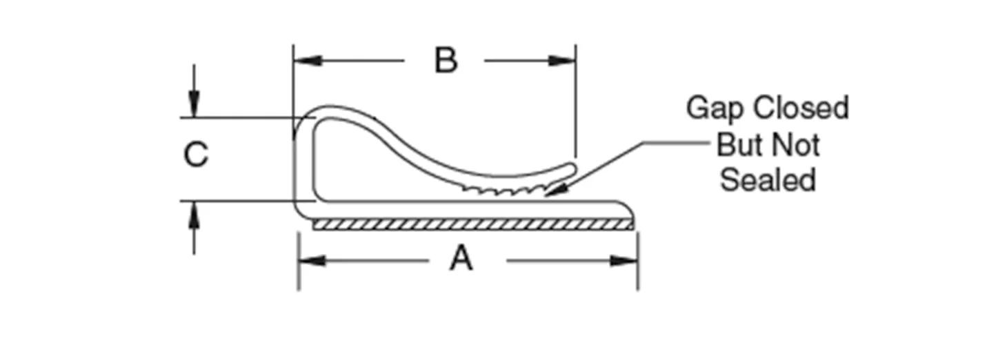 Flat cable clamp, adhesive mount, tension