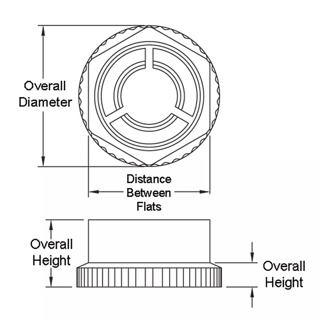 Button Thread Nuts - Kwik Nut - Line Drawing