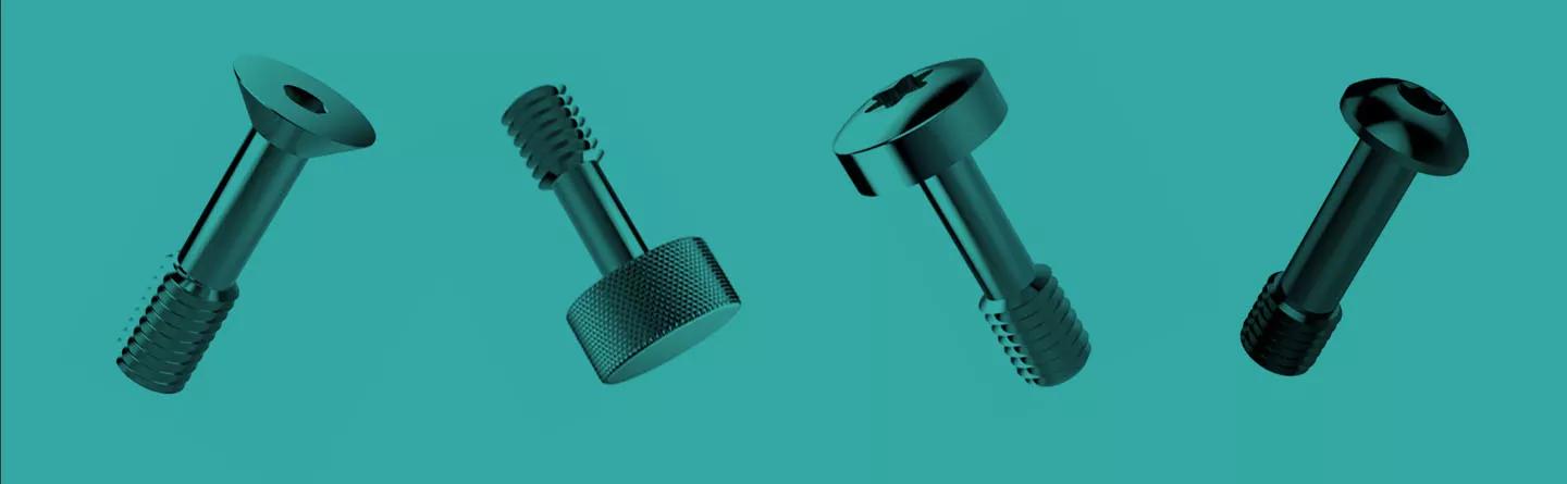 Captive screws on green background