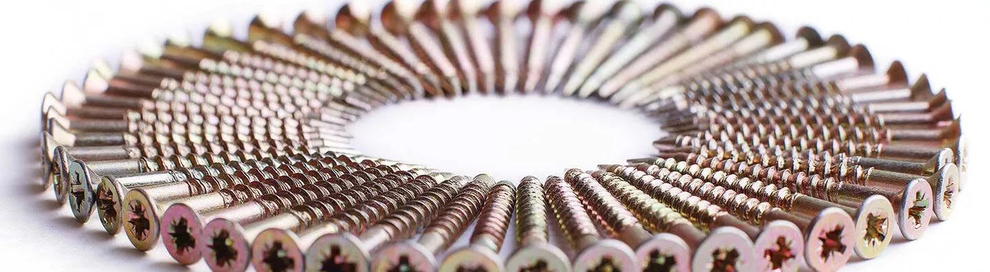 Coated fasteners arranged in a circle