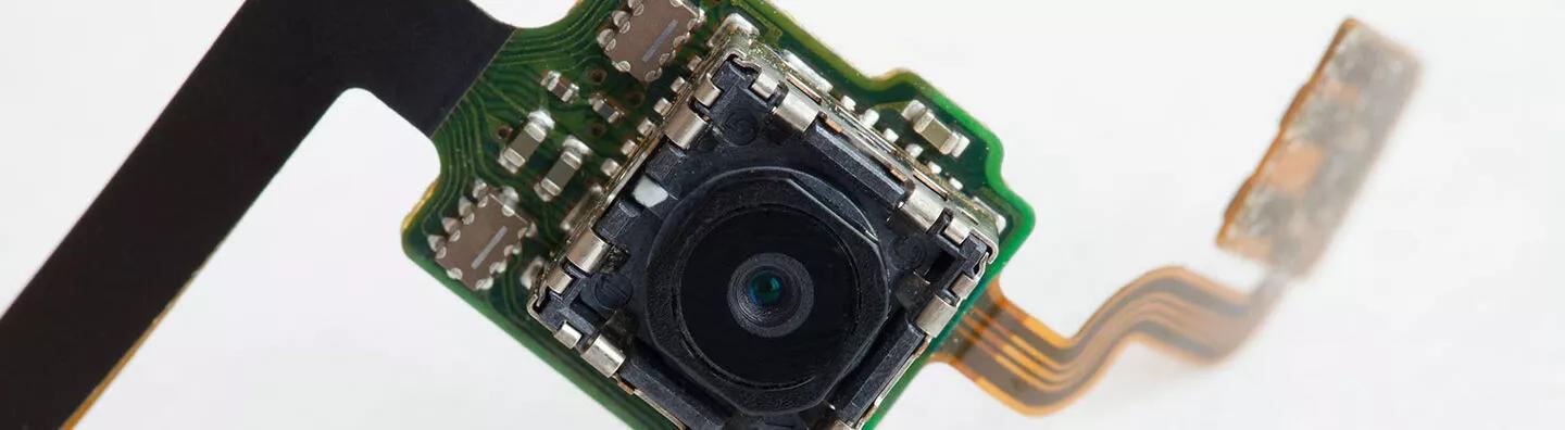 Mini camera on a flexible printed circuit board (PCB)