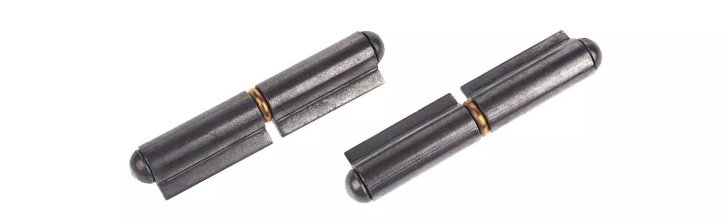 Metal weld-on bullet hinges for industrial applications