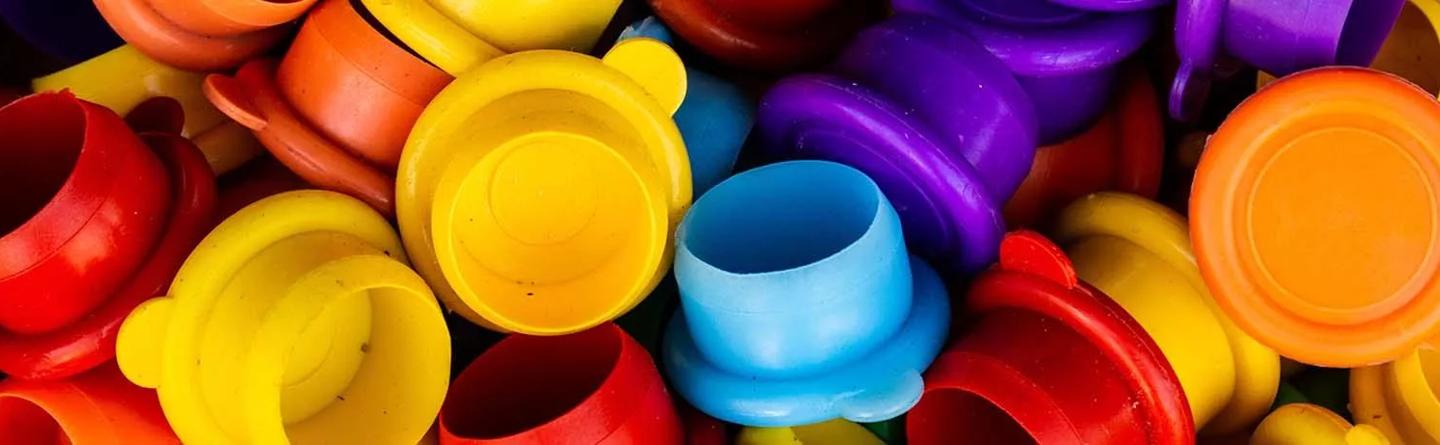 Pile of brightly coloured hole plugs