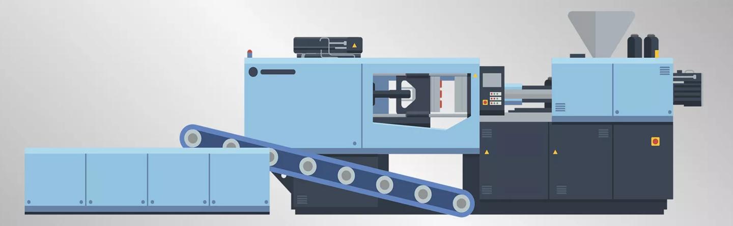 animated image of an injection moulding machine