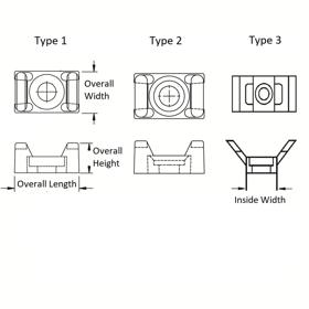 P110241 Cable Tie Mounts - Screw Rivet Mount - Line Drawing
