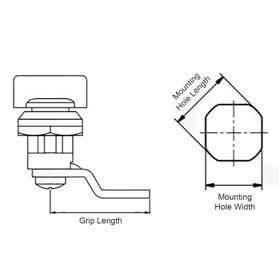 Cam Locks - Wing Knobs - Line Drawing