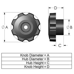 Hex Series_F6 Snap-Lock Knob Line Drawing