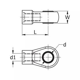 Gas Spring End Fittings - Line Drawing