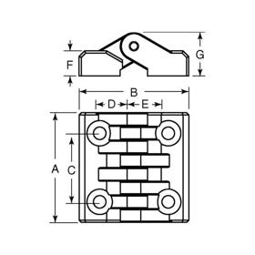 Leaf Hinges - Male Stud Thread Insert Mount