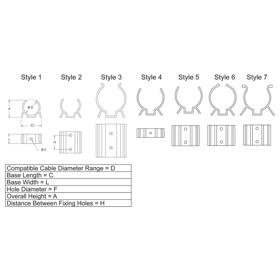 P110840_Cable_Clamps-Screw_Mount_U_Style - Line Drawing