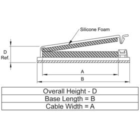 Flat Cable Clamp - Adhesive Mount Hinged Foam Center - Line Drawing