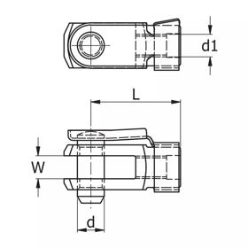 Gas Spring End Fittings - Line Drawing