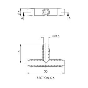 Push-Fit Y Connector - Line Drawing