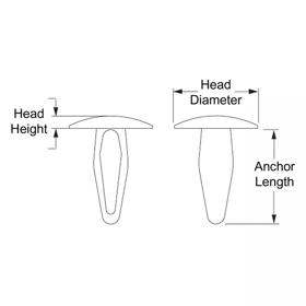 Push-In Rivets - Arrow Clip - Line Drawing