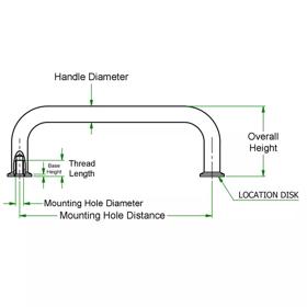 Pull Handles - MetalFemale Right Angle - Line Drawing