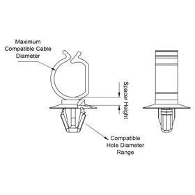 Standoff Cable Clips - Line Drawing