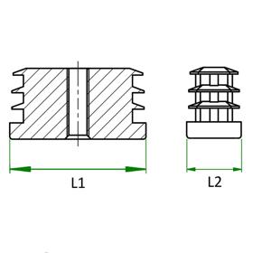 Rectangular Threaded Inserts & Glides - Line Drawing