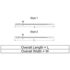 P110416 Mounting Cable Ties - Push In No Tension Wings - Line Drawing