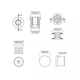 Threaded Round Tube Inserts - Line Drawing