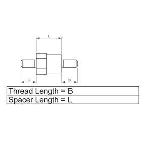 P160157_Male_To_Male_Standoff-Hexagonal_Bottom_Insulator_Nylon_Brass - Line Drawing