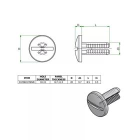 Ratchet Rivets - Nylon - Line Drawing