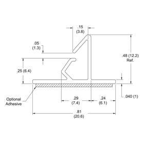 P160026_Horizontal_Card_Guides-Adhesive_No_Mount_Slide_In_One_Sided - Line Drawing