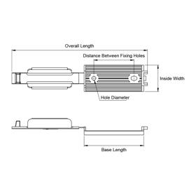 Flat Cable Clamp - Screw and Adhesive Mount with Tension - Line Drawing