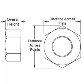 Flange Hex Nut - Plastic - Line Drawing