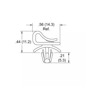 Flat Cable Clamp-Snap In Low Profile - Line Drawing