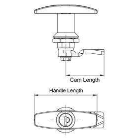 Handle Turn Cam Latches - T Handle - Line Drawing