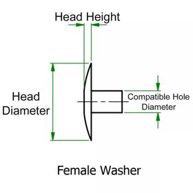 Snap-Together Rivets - Male/Female Ratchet - Line Drawing