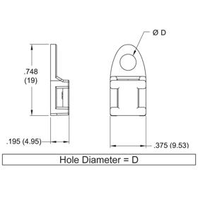 P110240_Cable_Tie_Mounts-Screw_Mount_Low_Profile_Four_Way - Line Drawing