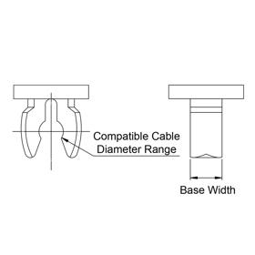 Cable clamps – Adhesive Mount Single Wire Line Drawing